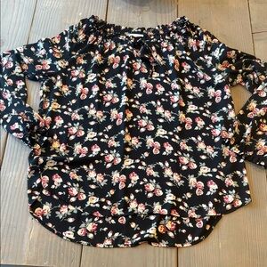 Pleione Black Floral Blouse